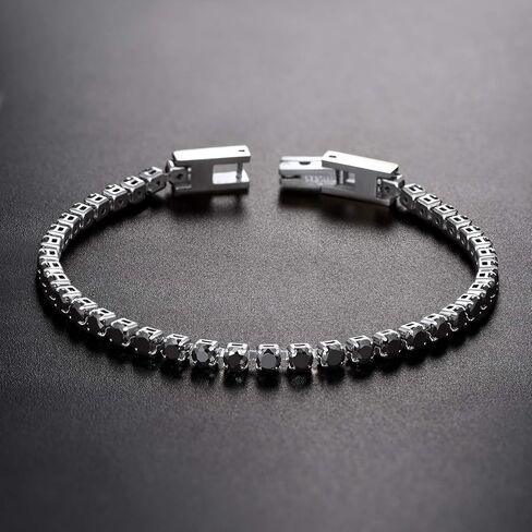 PROSTEEL سوار تنس كلاسيكي مكعب زركونيا للنساء، أساور تنس من الفولاذ المقاوم للصدأ مطلي بالذهب عيار 18 قيراطًا شفاف/أسود، مقاس 6.5/7.5 بوصة، تأتي في صندوق هدايا in Saudi Arabia