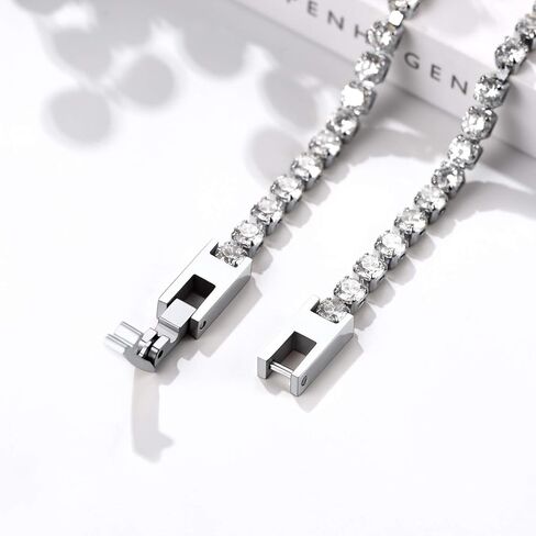 PROSTEEL سوار تنس كلاسيكي مكعب زركونيا للنساء، أساور تنس من الفولاذ المقاوم للصدأ مطلي بالذهب عيار 18 قيراطًا شفاف/أسود، مقاس 6.5/7.5 بوصة، تأتي في صندوق هدايا in Saudi Arabia