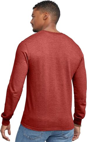 Hanes Men's Originals French Terry T, Textured Long-Sleeve Henley Shirt in Saudi Arabia
