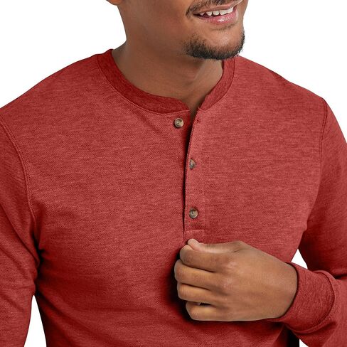 Hanes Men's Originals French Terry T, Textured Long-Sleeve Henley Shirt in Saudi Arabia