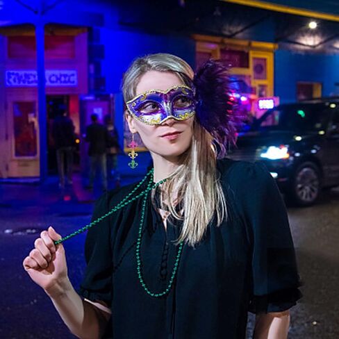 Mardi Gras Earrings for Women, Lightweight Mardi Gras Accessory, Acrylic Fleur De Lis Mask Crown Earrings Carnival Mardi Gras Parades Party Earrings, Fat Tuesday Jewelry Gift in Kuwait