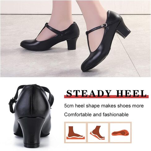 YKXLM المرأة قاعة الرقص أحذية مغلقة تو T-حزام اللاتينية السالسا التانغو ممارسة أداء شخصية أحذية رقص in Kuwait