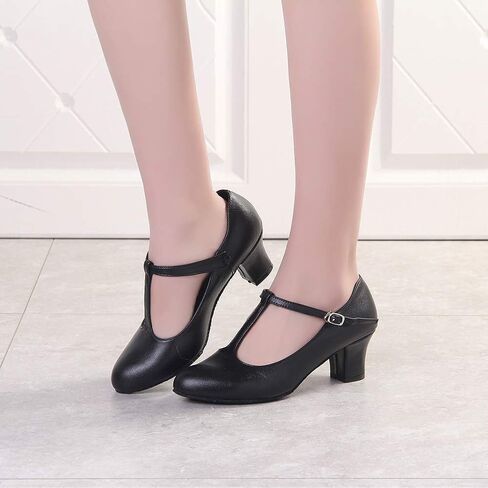 YKXLM المرأة قاعة الرقص أحذية مغلقة تو T-حزام اللاتينية السالسا التانغو ممارسة أداء شخصية أحذية رقص in Kuwait