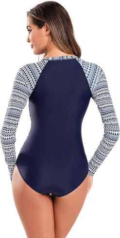SHEKINI Women's Long Sleeve Rash Guard One Piece Swimsuit UV Protection Printed Swimwear in Saudi Arabia