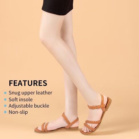 YLULEFFA Women's Braided Flat Sandals - Comfortable Cute Square Open Toe Slingback Summer Shoes with Adjustable Ankle Buckle in Saudi Arabia