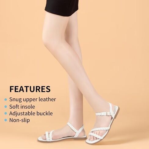 YLULEFFA Women's Braided Flat Sandals - Comfortable Cute Square Open Toe Slingback Summer Shoes with Adjustable Ankle Buckle in Saudi Arabia
