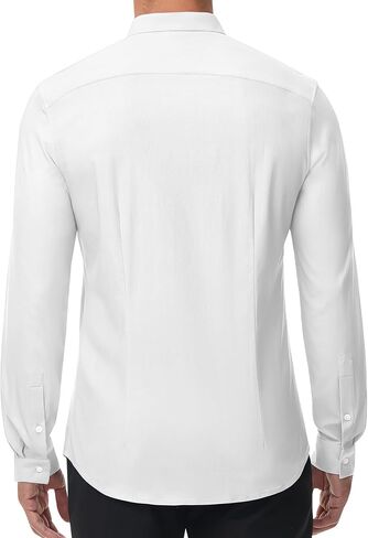 DEMEANOR Stretch Mens Dress Shirts Band Collar Casual Button Down Shirts Long Sleeve Dress Shirts for Men Muscle Fit in Saudi Arabia