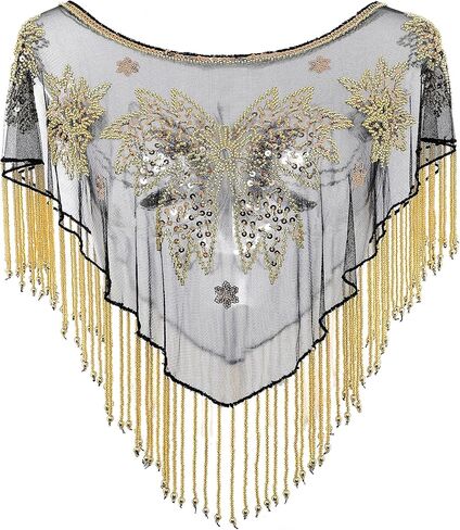 BABEYOND Shawl Wrap for Women Vintage Night Cape for 1920s Evening Party Sequin Capelet Bolero Shawl in Kuwait