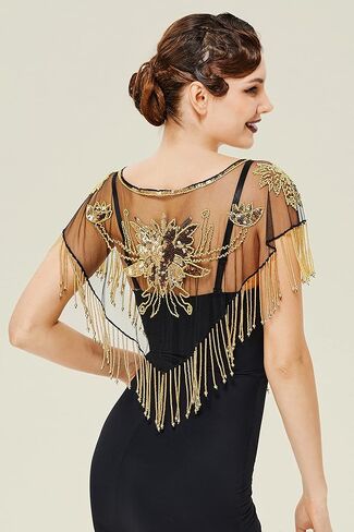BABEYOND Shawl Wrap for Women Vintage Night Cape for 1920s Evening Party Sequin Capelet Bolero Shawl in Kuwait