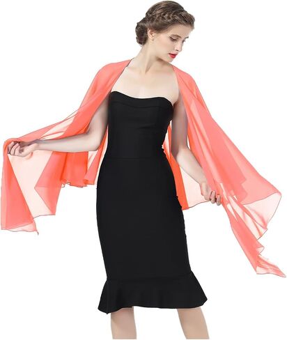 BEAUTELICATE Shawls Wraps Scarf Chiffon For Women Bridal Wedding Evening Dresses 27 Colors in Saudi Arabia