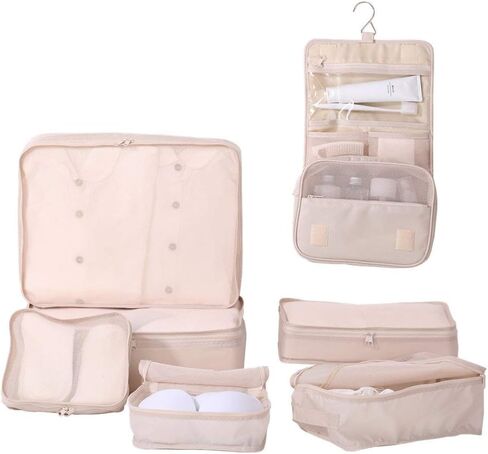 Travel Packing Cubes 5/7 Set with Toiletry Bag, JJ POWER Luggage Organizers Shoe Bag in Kuwait