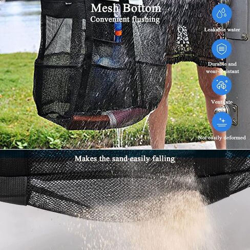 LUOLILI Mesh Beach Bag, Lightweight Large Beach Tote Bag 9 Pockets for Family Beach Bag for Toys & Vacation Essential with TSA Approved Clear Travel Toiletry Bag in Saudi Arabia