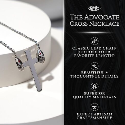Kairos Moment Creations - قلادة الصليب المحامي - رمز الدعم الإلهي والذكرى اليومية - يساعدنا على تحمل صليبنا - مجوهرات جميلة من الفولاذ المقاوم للصدأ - هدية تذكارية روحية in Kuwait