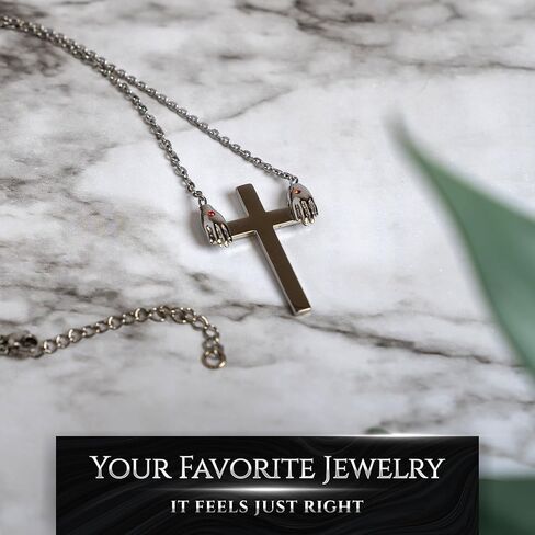 Kairos Moment Creations - قلادة الصليب المحامي - رمز الدعم الإلهي والذكرى اليومية - يساعدنا على تحمل صليبنا - مجوهرات جميلة من الفولاذ المقاوم للصدأ - هدية تذكارية روحية in Kuwait