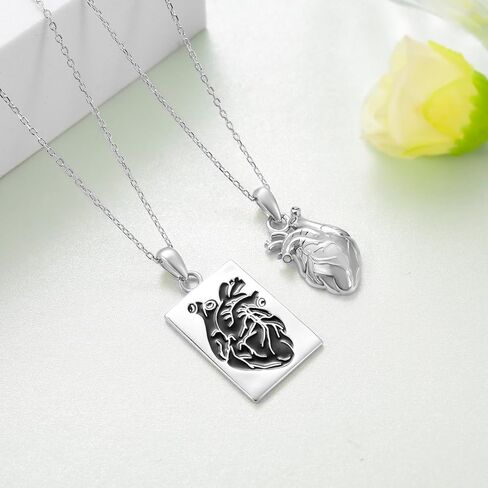 TYSO Matching Necklace for Couples 925 Sterling Silver Anatomical Heart Necklace Couples Necklace Set for Couple Lovers Valentine's Day Gift in Saudi Arabia