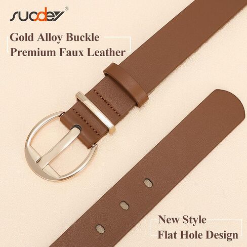 SUOSDEY 2 Pack Fashion Womens Leather Belts Black Brown Ladies Belt with Gold Buckle for Jeans Pants Dresses in Saudi Arabia