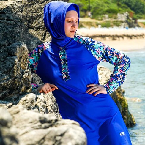 ملابس سباحة إسلامية بأكمام طويلة من eo elif okur للنساء المسلمات المحتشمات 5 قطع | غطاء كامل للحماية من الطفح الجلدي بوركيني | ملابس السباحة العربية in Kuwait