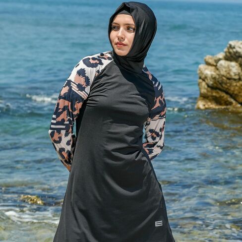 ملابس سباحة إسلامية بأكمام طويلة من eo elif okur للنساء المسلمات المحتشمات 5 قطع | غطاء كامل للحماية من الطفح الجلدي بوركيني | ملابس السباحة العربية in Kuwait