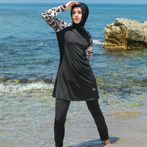 ملابس سباحة إسلامية بأكمام طويلة من eo elif okur للنساء المسلمات المحتشمات 5 قطع | غطاء كامل للحماية من الطفح الجلدي بوركيني | ملابس السباحة العربية in Kuwait