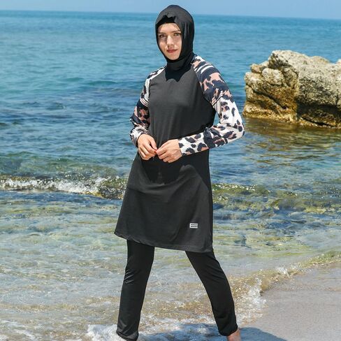 ملابس سباحة إسلامية بأكمام طويلة من eo elif okur للنساء المسلمات المحتشمات 5 قطع | غطاء كامل للحماية من الطفح الجلدي بوركيني | ملابس السباحة العربية in Kuwait