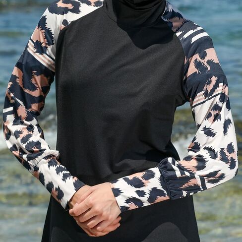 ملابس سباحة إسلامية بأكمام طويلة من eo elif okur للنساء المسلمات المحتشمات 5 قطع | غطاء كامل للحماية من الطفح الجلدي بوركيني | ملابس السباحة العربية in Kuwait