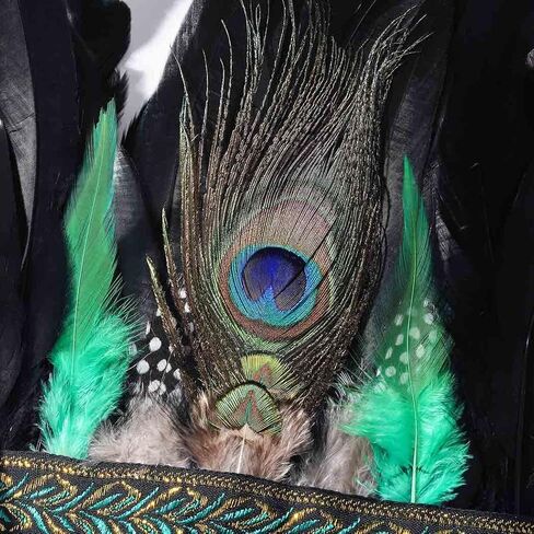 Acenail ريشة عقال الطاووس الهندي Fascinator عصابات الرأس الزخرفية كرنفال خوذة تاج ماردي غرا الغجر غطاء الرأس هالوين حفلة موسيقية زي أغطية الرأس بوهو اكسسوارات الشعر للنساء والفتيات in Kuwait