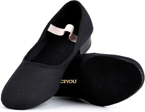 حذاء رقص DANCEYOU باللون الأسود من القماش مع حزام مطاطي للنساء والأطفال الصغار in Kuwait