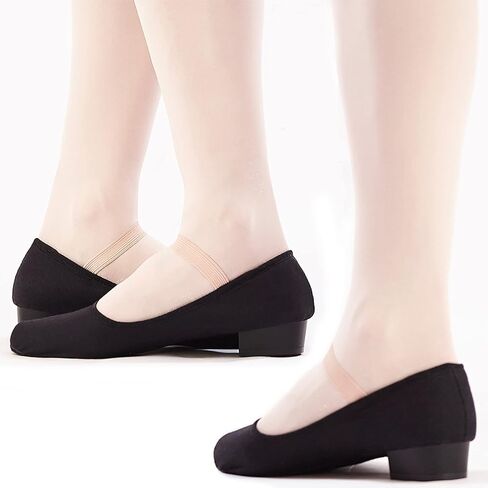 حذاء رقص DANCEYOU باللون الأسود من القماش مع حزام مطاطي للنساء والأطفال الصغار in Kuwait