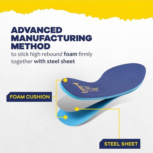 نعال داخلية مرنة مقاومة للثقب من Tuffior للرجال والنساء، أحذية عمل آمنة مقاومة للأظافر - حماية معززة للأحذية - زوج واحد من النعال الداخلية وزوج واحد من وسائد الكعب (L) in Kuwait