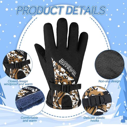 Bencailor 4 Pairs Kids Winter Gloves Waterproof Snow Ski Gloves Warm Unisex Snowboard Camouflage Gloves for Cold Weather Boys Girls in Saudi Arabia