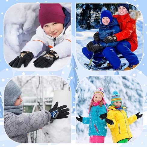 Bencailor 4 Pairs Kids Winter Gloves Waterproof Snow Ski Gloves Warm Unisex Snowboard Camouflage Gloves for Cold Weather Boys Girls in Saudi Arabia