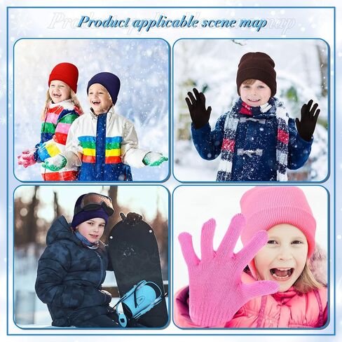 Handepo 30 Set Kid Winter Beanie and Gloves Bulk Knit Hat Gloves Pack Warm Unisex Cold Weather Hat for Homeless Shelter Gift in Saudi Arabia