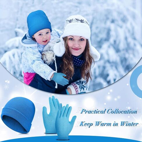 Handepo 30 Set Kid Winter Beanie and Gloves Bulk Knit Hat Gloves Pack Warm Unisex Cold Weather Hat for Homeless Shelter Gift in Saudi Arabia