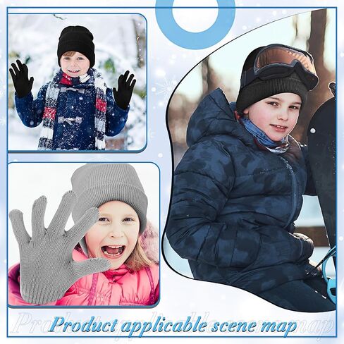 Handepo 30 Set Kid Winter Beanie and Gloves Bulk Knit Hat Gloves Pack Warm Unisex Cold Weather Hat for Homeless Shelter Gift in Saudi Arabia
