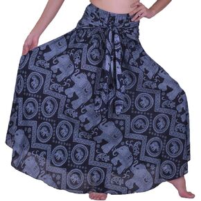 Lofbaz Women's Long Bohemian Maxi Skirt Hippie Gypsy Boho Dress - Elephant 5 Navy OS in Saudi Arabia