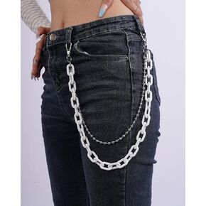 YERTTER Cute Color Acrylic Layered Jeans Pants Chains Hip Hop Trousers Chain Colorful Acrylic Gothic Rock Jean Pant Chain Waist Link Chain for Women Men Egirls