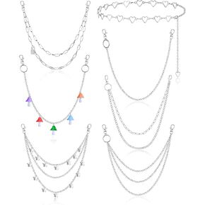 HAIAISO سلسلة حزام الجينز السراويل سلسلة جيب الخصر سلسلة متعددة الطبقات فراشة قفل سحر الملونة المحفظة سلسلة الهيب هوب السراويل سلسلة للرجال النساء 7-9 قطع in Kuwait