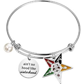 Gzrlyf OES Bracelet for Women Ain’t no Hood Like Sisterhood Jewelry Order Of The Eastern Star Gifts OES Sorority Sisterhood Gifts