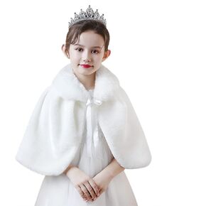 الفتيات فو الفراء شال التفاف زهرة فتاة حفل زفاف اللباس بوليرو تتغاضى الملحقات الأميرة الكتف الرأس in Kuwait