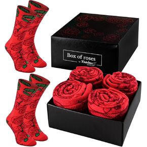 Rainbow Socks - Box of Roses Socks - Women's Red Socks - Novelty Gift for Valentine's Day - 2 Pairs in Saudi Arabia