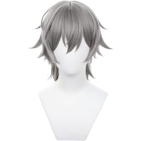 OSIAS Grey Straight Short Wig for Caelus Cosplay From Honkai Star Rail Synthetic Heat-Resistant Hair