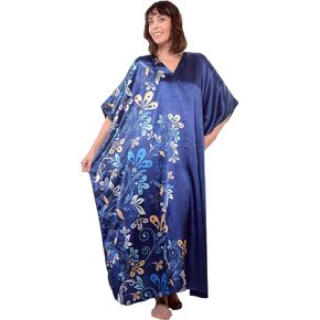 قفطان بريتي من أتو دايت مع كرمة زهور منتصف الليل، مقاس واحد، النمط كافيه - 60 in Kuwait