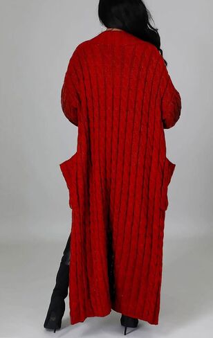 JEKYUARA Women's Cable Knit Maxi Cardigan Long Cardigan Sweater Open Front Chunky Knitwear Coat with Pockets in Saudi Arabia