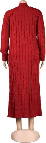 JEKYUARA Women's Cable Knit Maxi Cardigan Long Cardigan Sweater Open Front Chunky Knitwear Coat with Pockets in Saudi Arabia