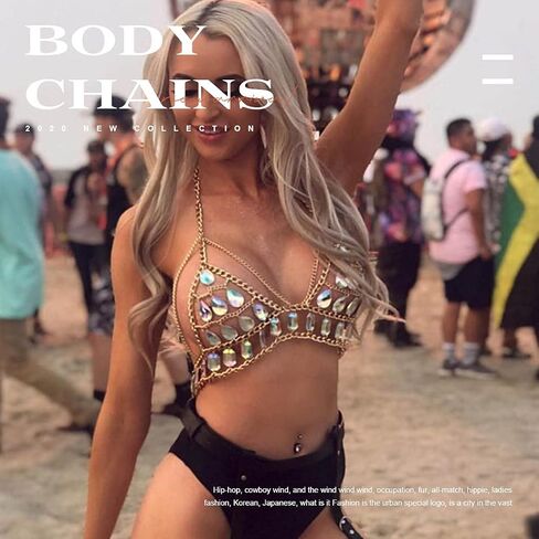 Graeen Rhinestone Bra Body Chains Crystal Chest Chain Cross Bra Chain Summer Body Jewelry for Women and Girls in Kuwait