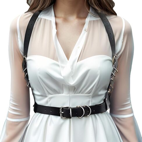 CHIRCOLS الشرير الخصر سلسلة جلدية سوداء الجسم سلسلة تسخير حزام البطن سلاسل ملهى ليلي حفلة الجسم اكسسوارات مجوهرات in Kuwait