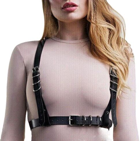CHIRCOLS الشرير الخصر سلسلة جلدية سوداء الجسم سلسلة تسخير حزام البطن سلاسل ملهى ليلي حفلة الجسم اكسسوارات مجوهرات in Kuwait
