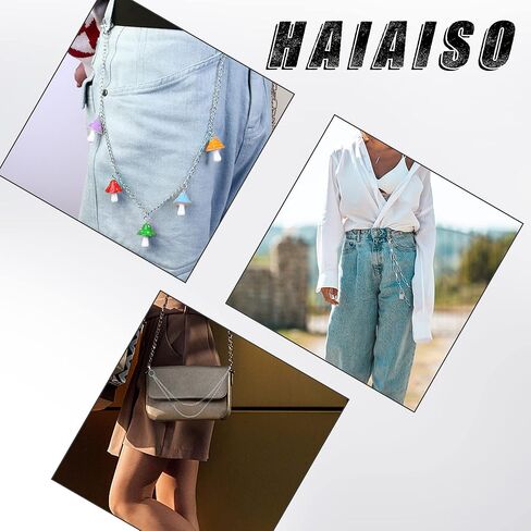 HAIAISO سلسلة حزام الجينز السراويل سلسلة جيب الخصر سلسلة متعددة الطبقات فراشة قفل سحر الملونة المحفظة سلسلة الهيب هوب السراويل سلسلة للرجال النساء 7-9 قطع in Kuwait