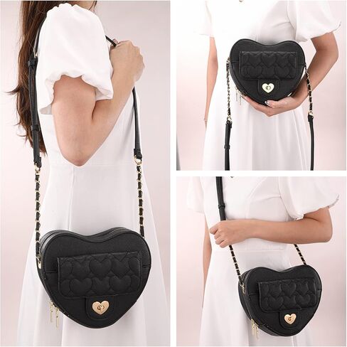 Ayliss Women Crossbody Handbag Purse Heart Shape Shoulder Handbag Small Satchel Crossbody Evening Purse Bag PU Leather in Saudi Arabia