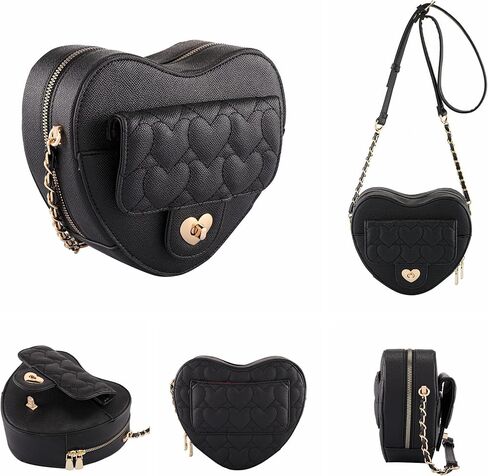 Ayliss Women Crossbody Handbag Purse Heart Shape Shoulder Handbag Small Satchel Crossbody Evening Purse Bag PU Leather in Saudi Arabia